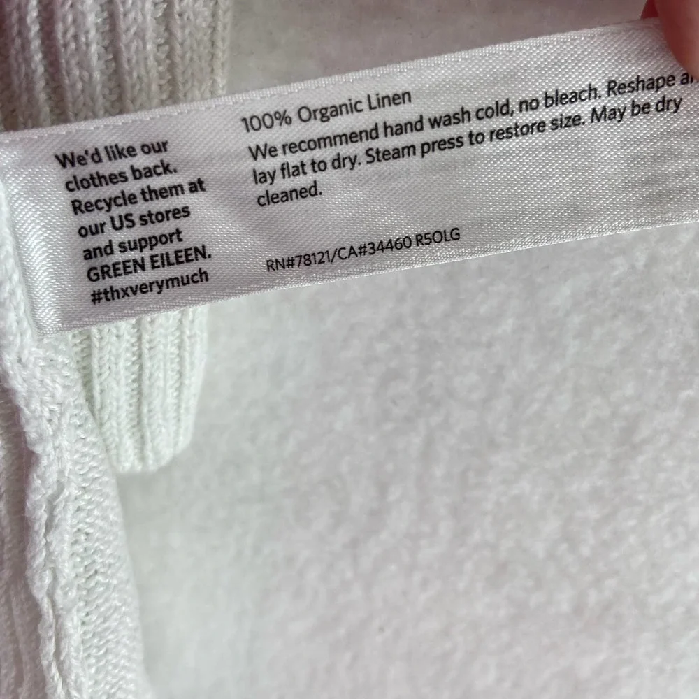 Eileen Fisher White Organic Linen Open Front Cardigan Size Medium - Picture 5 of 6